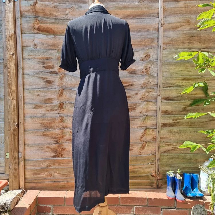 Asos Women's Size 10 Short Sleeved Button Up Long Black Dress obraz 4